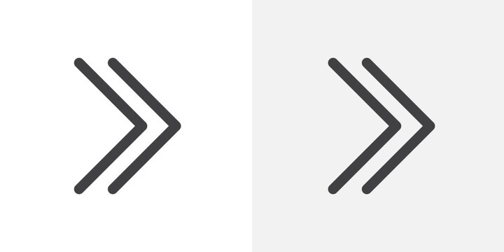 Right arrow icon set for ui designs on white background