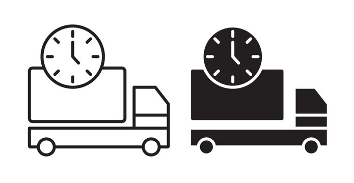 Same day delivery icons in fill and stroke style on white background