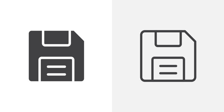 Save file icon set for ui designs on white background