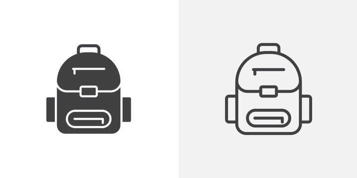 School bag icon set for ui designs on white background