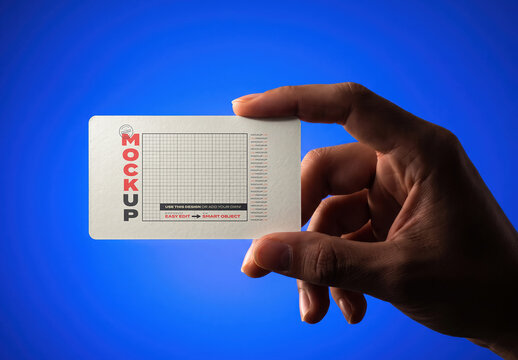 Hand Holding Round Corner Business Card Mockup