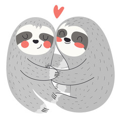 Fototapeta premium Sloths hugging flat