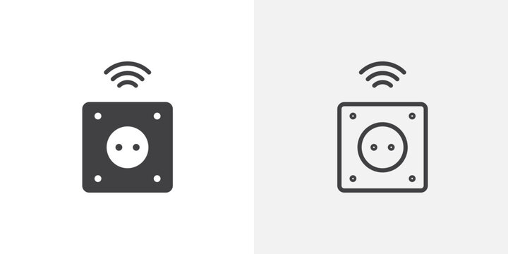 Smart plug icon set for ui designs on white background