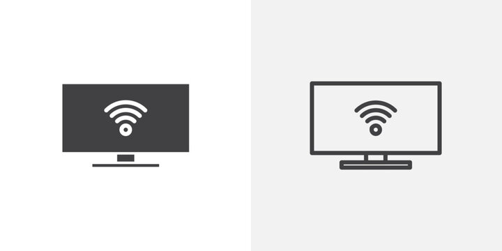 Smart tv icon set for ui designs on white background