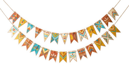 Obraz premium Set of colorful decorative festive bunting flags isolated on transparent background