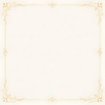 Royal wedding ornamental border frame, elegant floral motifs, intricate vintage filigree corners, subtle gold accents and graceful vines, luxurious ivory and champagne palette.