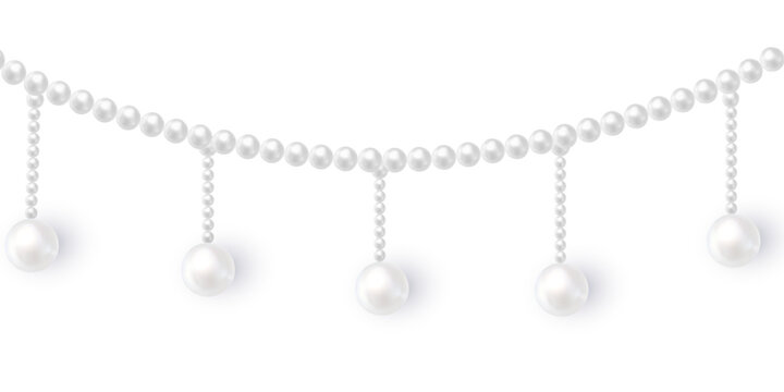 Elegant white pearl string realistic vector decoration
