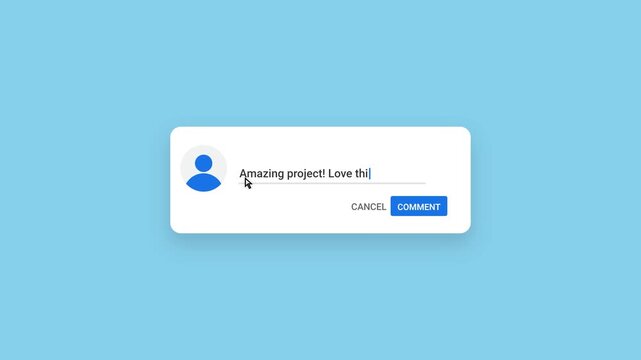 social media comment section UI with typing text