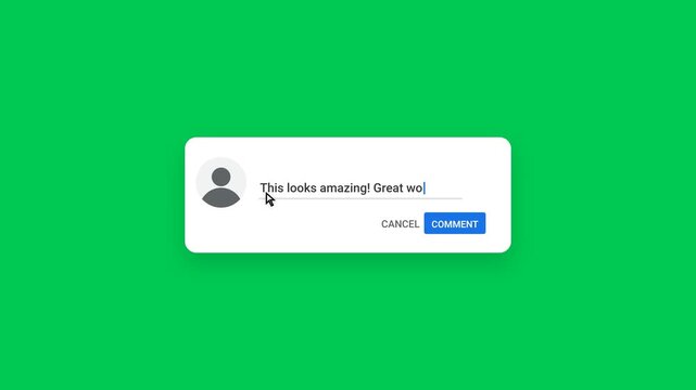 Comment Box UI Mockup Typing Animation Green Screen