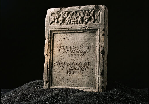 Stone Plaque in Sand Logo Text Mockup