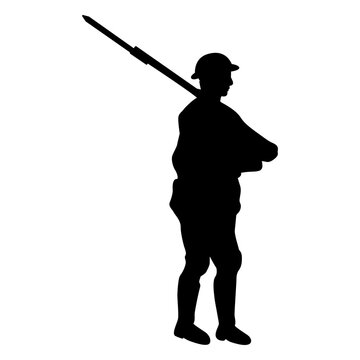 Standing soldier with bayonet silhouette