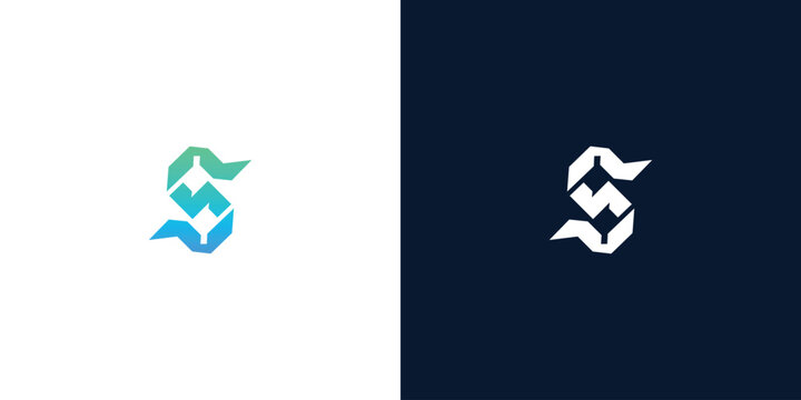 Dynamic letter S logo design with a modern, interwoven structure, perfect for companies seeking a sleek and professional brand identity in digital, tech, or business sectors