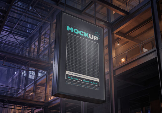 Vertical Digital Screen Indutrial Place Mockup