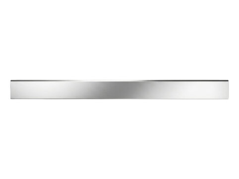 Modern metallic flat bar with reflective surface against transparent background.