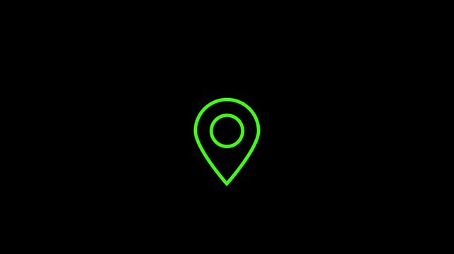 green location pin map marker icon with circular center on clean white background, minimal navigation symbol for GPS, address, travel, mapping, web interface and location services