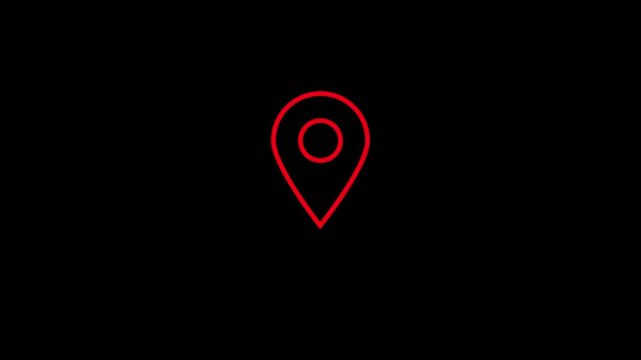 red location pin map marker icon with circular center on clean white background, minimal navigation symbol for GPS, address, travel, mapping, web interface and location services