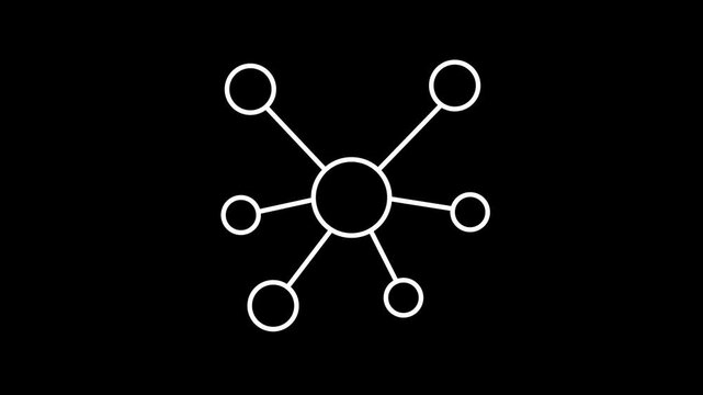 Networking concept. WHITE line icon animation on transparent background 4k stock video.