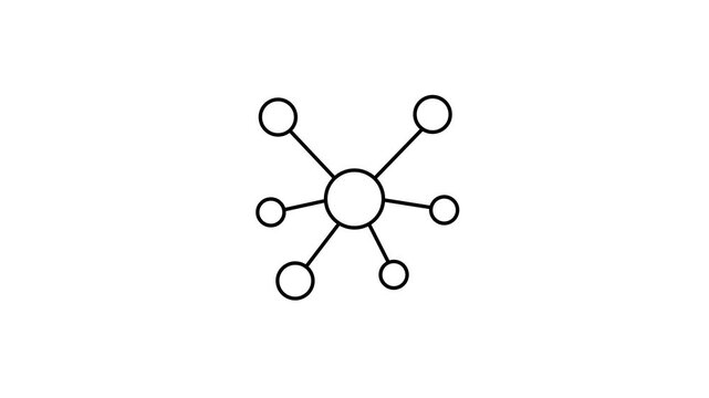 Networking concept. WHITE line icon animation on transparent background 4k stock video.