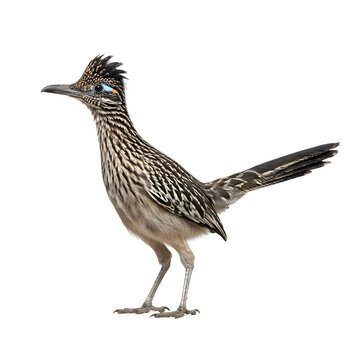 Greater Roadrunner Bird Isolated on White Background