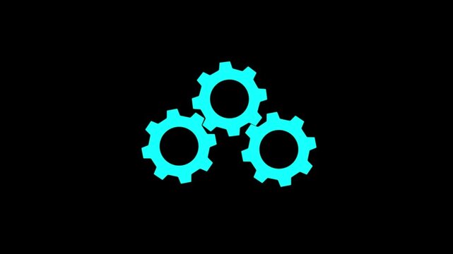 Cogwheel gear spinning around animation. Motion graphics of teamwork concept. Gear icon animation with spinning gears tutorials, mechanical presentations, engineering videos, and manufacturing content