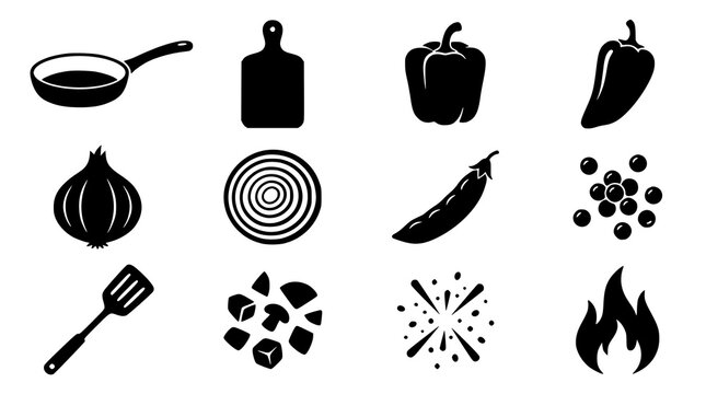 Culinary Ingredient and Cookware Silhouette Vector Object Sheet