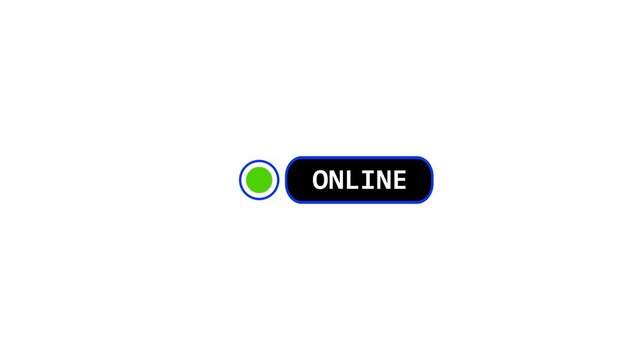 Online Status Toggle Button with Green Active Indicator, Digital Interface UI Element for Website, App, Chat, User Availability and Connectivity