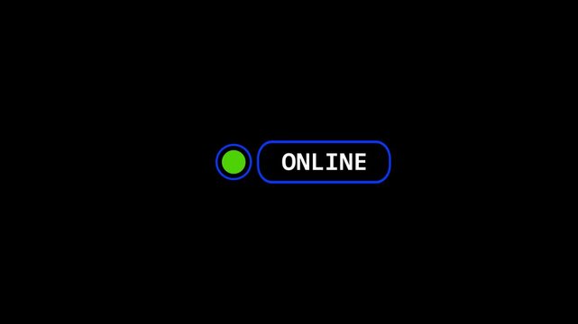 Online Status Toggle Button with Green Active Indicator, Digital Interface UI Element for Website, App, Chat, User Availability and Connectivity