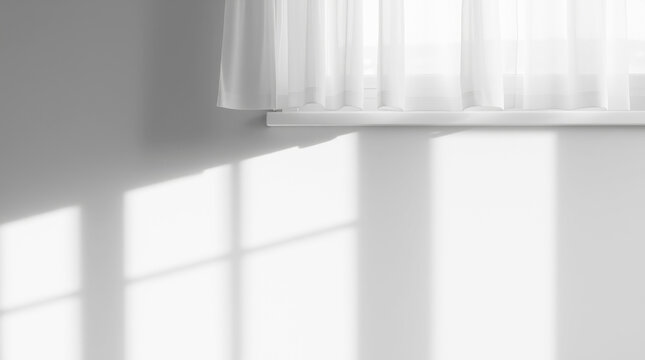 Minimalist background with soft window light reflection on white wall