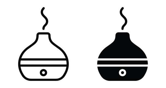 Humidifier icon set featuring essential oil diffuser with steam vapor for home wellness aromatherapy air purifier and moisture control device