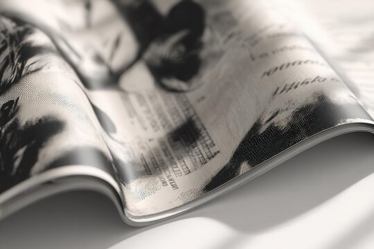 Monochrome Magazine Spread with Dotted Texture and Portrait