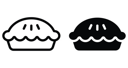 Obraz premium Pie icon set featuring outline and solid silhouette styles for bakery menu design kitchen cooking and food related graphic projects