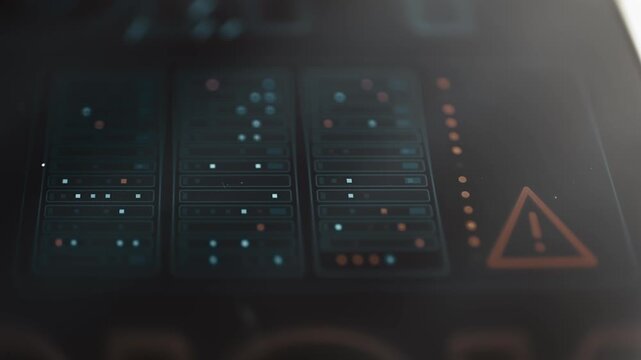 Server rack dashboard highlights overheating warning status