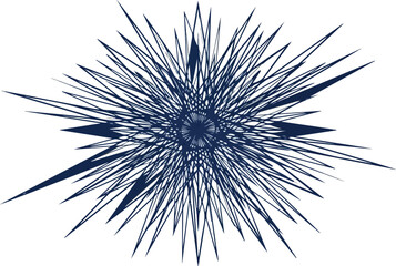 Fototapeta premium Abstract dark blue spiky starburst geometric shape bursting outward on a clean white background