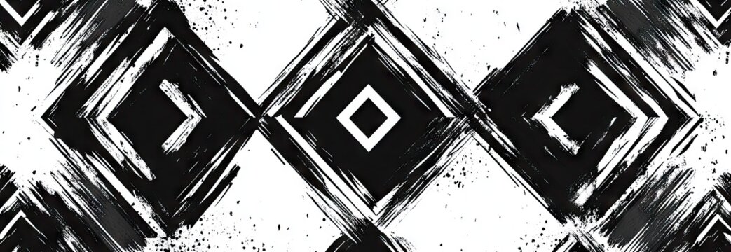 Black and white diamond pattern with rough brush texture