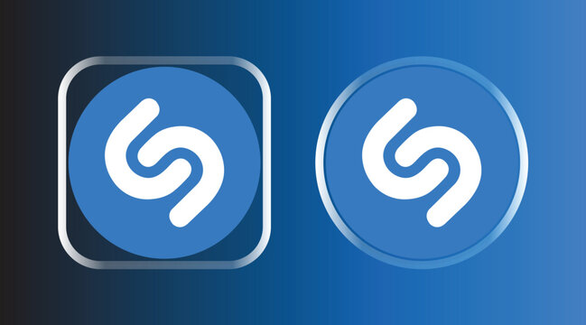 Shazam Logo in Liquid Glass Style, Square and Circle Variations, Editorial Use Only