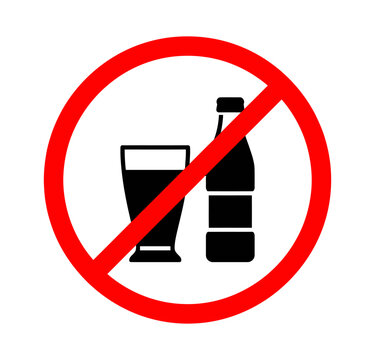No Drinks Prohibited Sign Flat Vector Icon