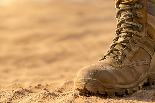 Tactical Military Combat Boot Laces Leather Close Up Soldier Readiness