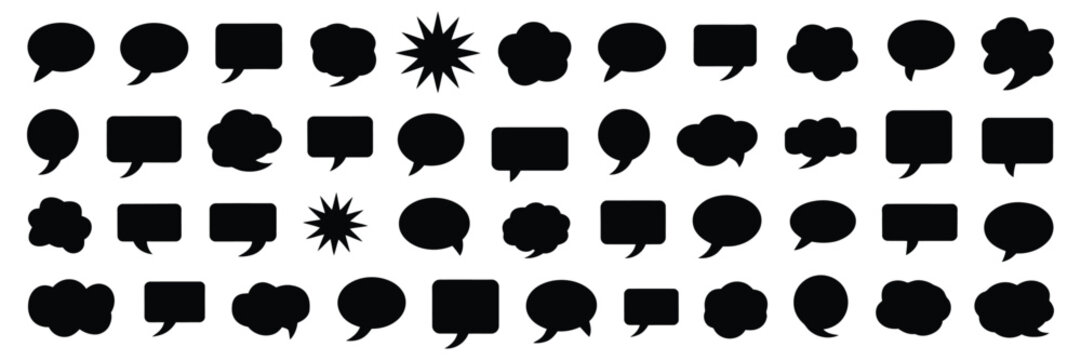 speech bubble collection, comic dialogue chat message and communication icons set