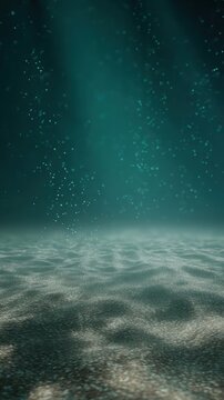 Underwater Scene Teal Water, Bubbles, and Sandy Sea Floor