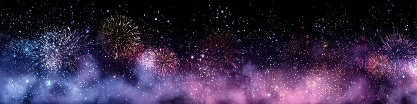 Vibrant Fireworks Display Against a Black Night Sky