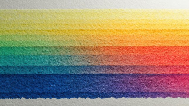 Vibrant Watercolor Gradient Rainbow Stripes on Paper