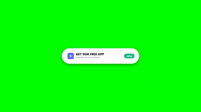 Animated App Store Download Button UI with Progress Bar on Green Screen