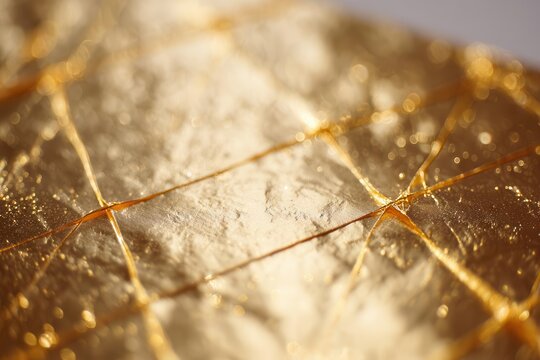 Elegant Macro Photography of Gold Leaf with Cracks