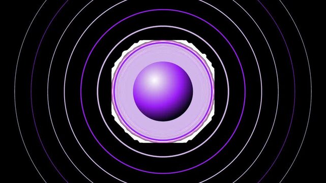 Purple sphere with concentric rings on transparent background