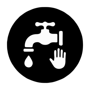 Wudu ablution hand washing water tap solid circle icon vector illustration