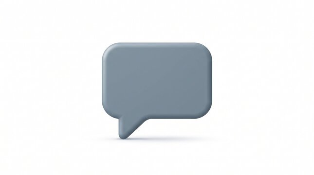Minimalist 3D Gray Speech Bubble Icon Isolated on White Background for Digital Communication and Modern Social Media Interface Design