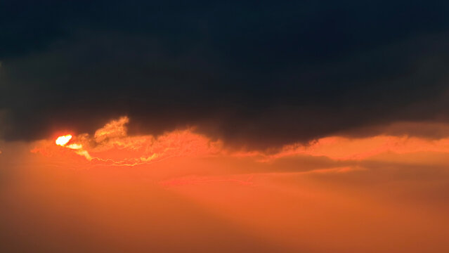 Multicolored sunset in the clouds
