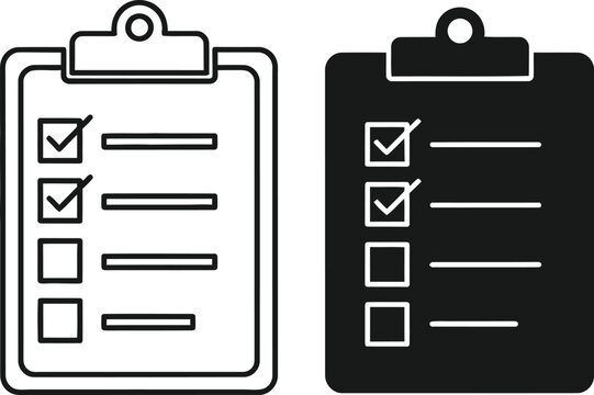 Two clipboard icons in different styles representing task lists checklists and organization concepts