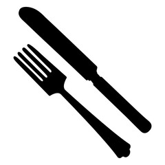 Fototapeta na wymiar Knife and fork silhouette