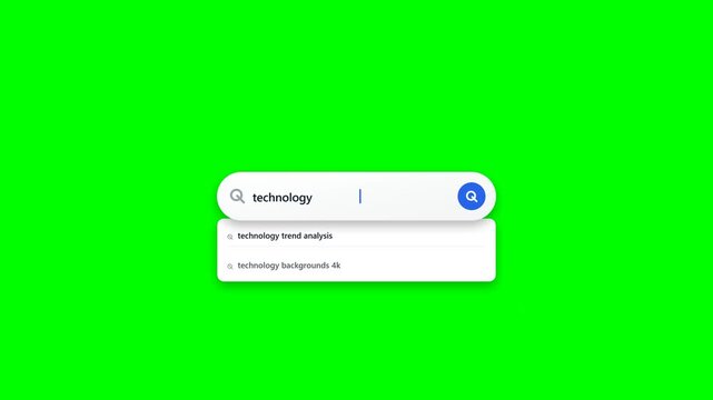Modern Search Bar Animation with Autocomplete Dropdown and Animated Cursor 4K Motion Graphic